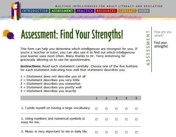 Multiple intelligences and adult literacy